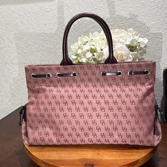 Dooney & Bourke Plum/Burgundy Monogram Canvas Bag. - Picture 4 of 16